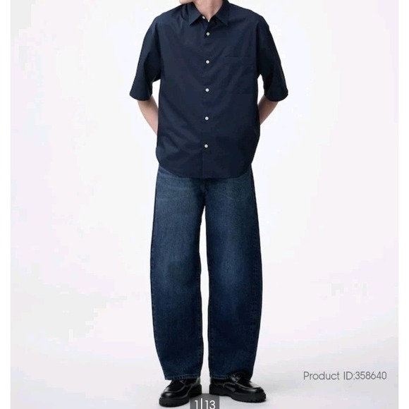 Gu Jeans Mens 34 Dark Wash Barrel Wide Leg Flare Bootleg Baggy Raw Blue Denim - Picture 1 of 10